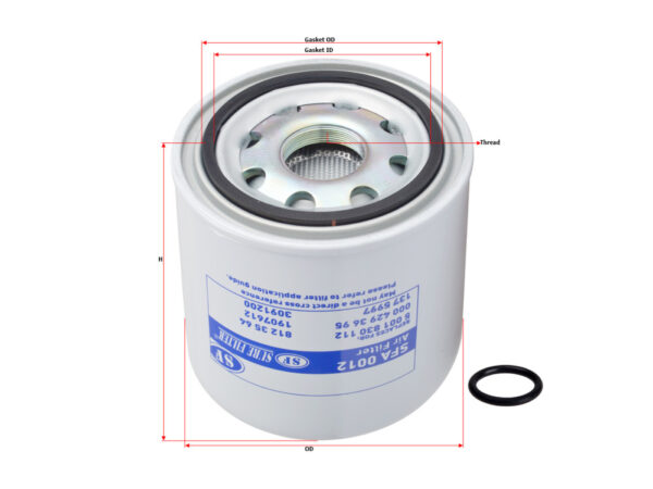 Filter udara SURE FILTER Air drier CARTRIDGE Untuk NISSAN UD QUESTER CWE280 GWE280 MERCY VOLVO IVECO SCANIA MAN WABCO PN SFA 0012