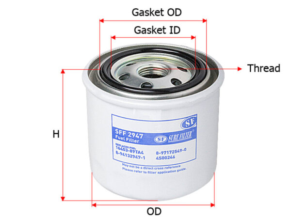 Filter solar atas SURE FILTER UNTUK ISUZU NMR71 NMR81 NKR71 EURO-2 HITACHI UD TRUCKS NISSAN KOMATSU SUNWARD PN SFF 2947