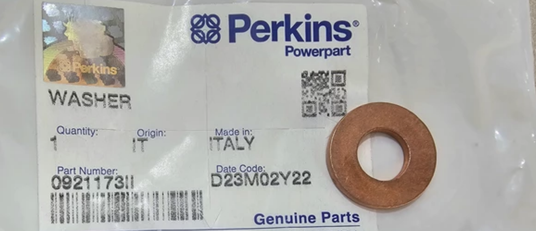 SEAL O-RING NOZZLE INJECTOR GENUINE PERKINS PN 0921173