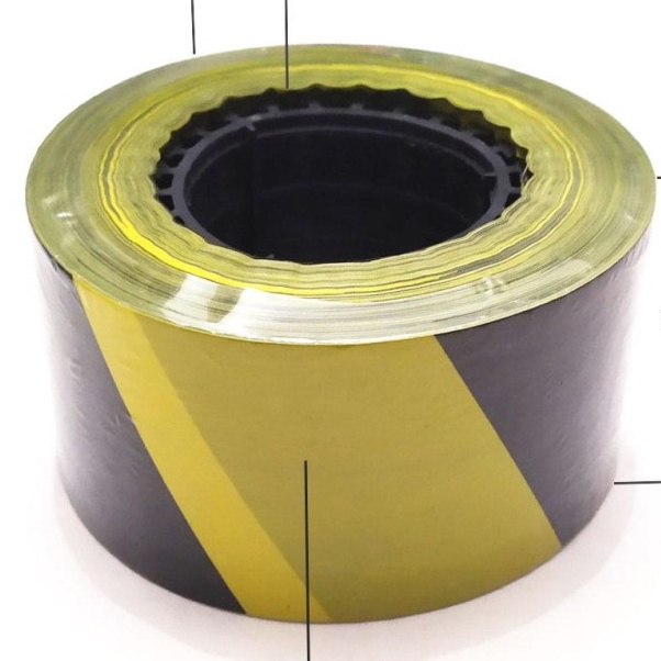 BARRICADE TAPE HDPE MURNI HITAM KUNING 3 INCH x 300 METER