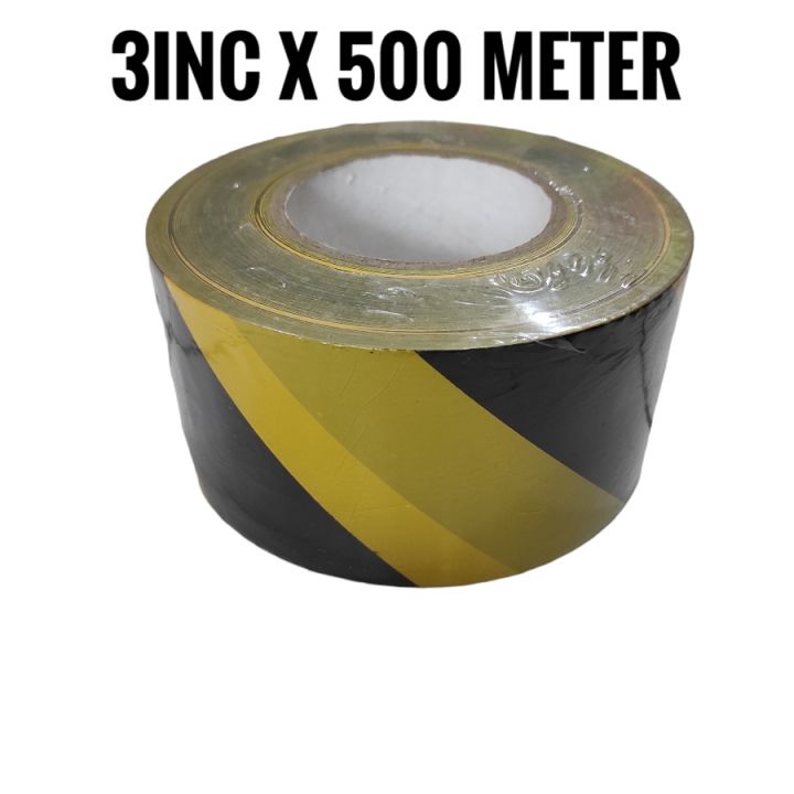 BARRICADE TAPE HDPE MURNI HITAM KUNING 3 INCH x 500 METER
