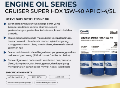 Oli Mesin Diesel Panaoil CRUISER SUPER HDX SAE 15W-40 API Service CI-4 SL DRUM(205 LITER)