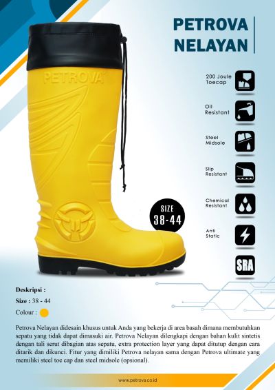 Sepatu Boots Safety Petrova NELAYAN kuning Steel Toe Cap