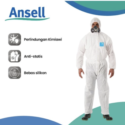 Baju APD Hazmat Suite APD Ansell Alphatech 1500 Plus Model 111 Size L
