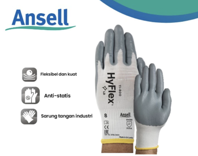 sarung tangan ANSELL Safety Glove Cotton With Latex Grip HyFlex 11-800