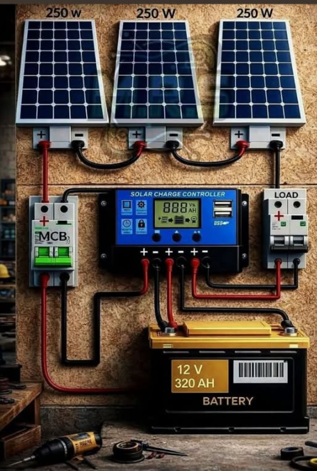 Solar Charge Control Connection with UPS & Battery