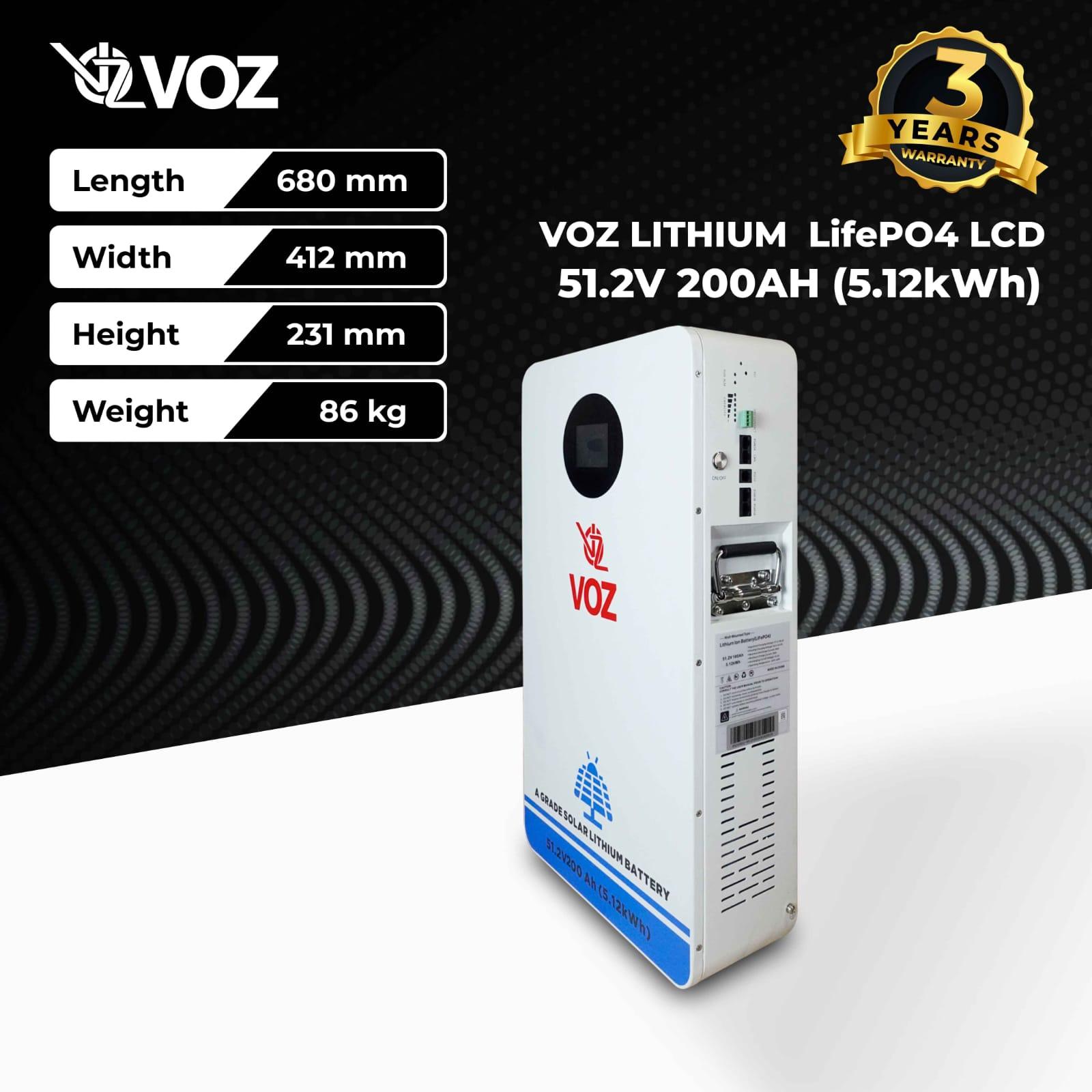 Voz Battery Lithium LiFePO4 51.2V 200Ah WallMounted