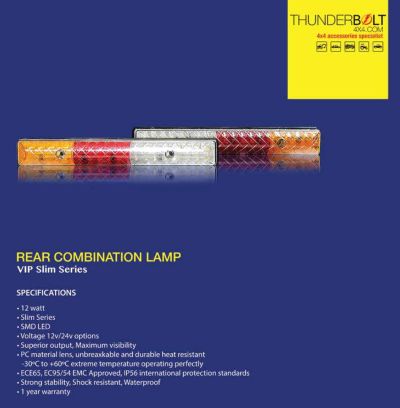 Lampu Kombinasi Belakang Thunderbolt VIP Slim Series 12V 5x10 LED Extra Terang untuk Kendaraan Pertambangan